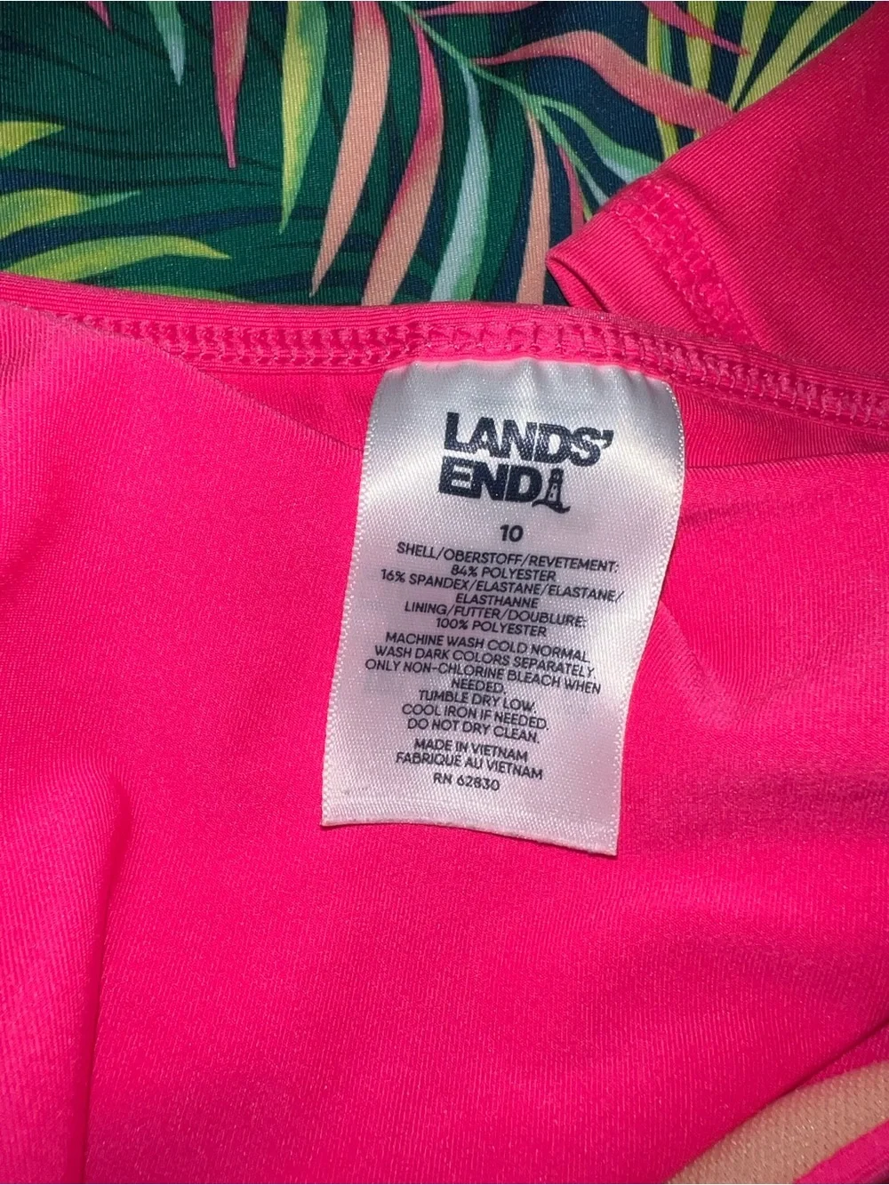 Lands' End Bright Pink Girls large 10/12 Swim Top and matching skort EUC